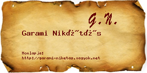 Garami Nikétás névjegykártya
